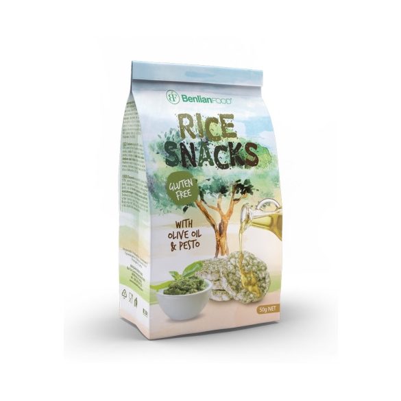 Rice Snacks 50G Mini Rice Olive Oil-Pesto Puffasztott Rizsszelet Gluténmentes