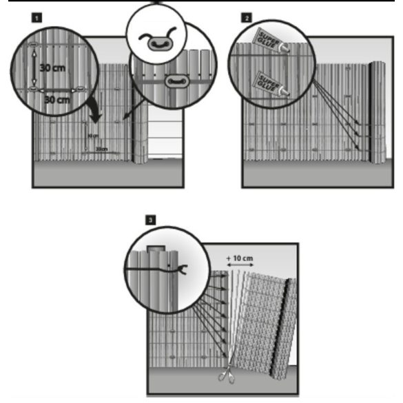 Szintetikus UV álló nádszövet - 1 m x 3 m - szürke