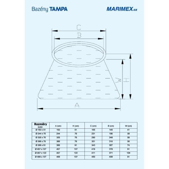 Marimex Tampa medence 3,66 x 0,91, szűrő nélkül