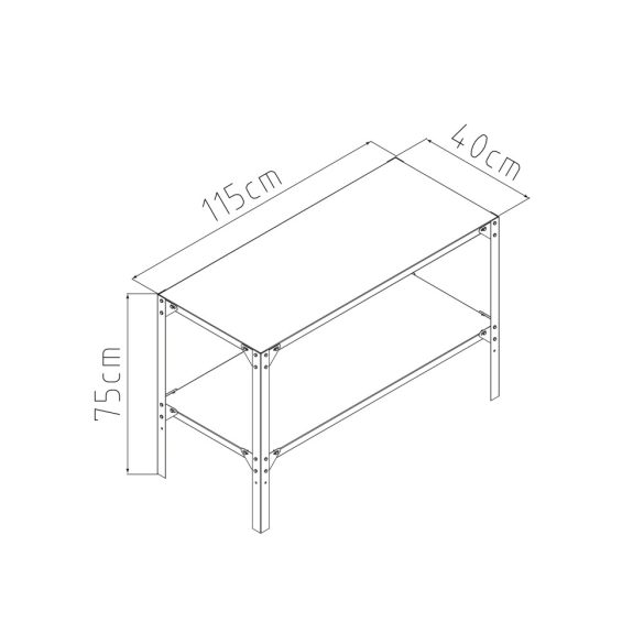 Fémpolc  115x40 cm a kerti házakhoz és üvegházakhoz