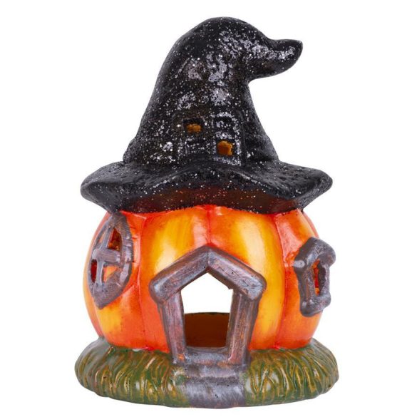 Halloween dekoráció MagicHome Nature, Sütőtök házikó, terrakotta, 13x13x18,50 cm