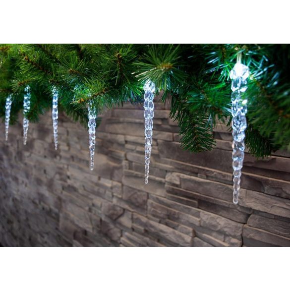 Füzér MagicHome Karácsony Icicle, 12 LED higde fehér, 12 iégcsap, 3x AA, IP 44, közü, meglätnings, ,