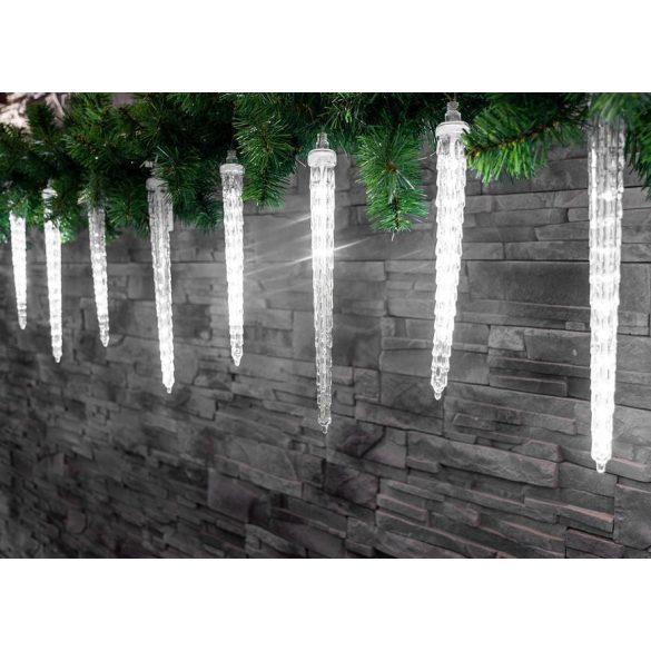 Füzér MagicHome Karácsony Icicle, 352 LED higde fehér, 16 jégcsappal, vísesés poitó, 230 V, 50 Hz,