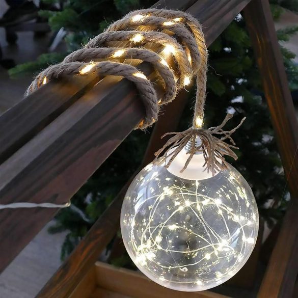 MagicHome Christmas Balldeco dekoráció, piros gömb, 50 m meleg fehér LED, 3x AA, IP 20, belső, m