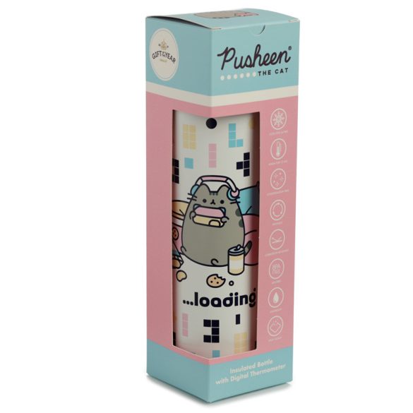 Thermo Kulacs, Digitális Hőmérővel 450ml - Gamer Pusheen Macska