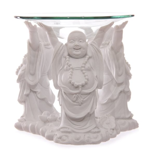 Aromalámpa 11cm - Buddha, Nevető - Fehér