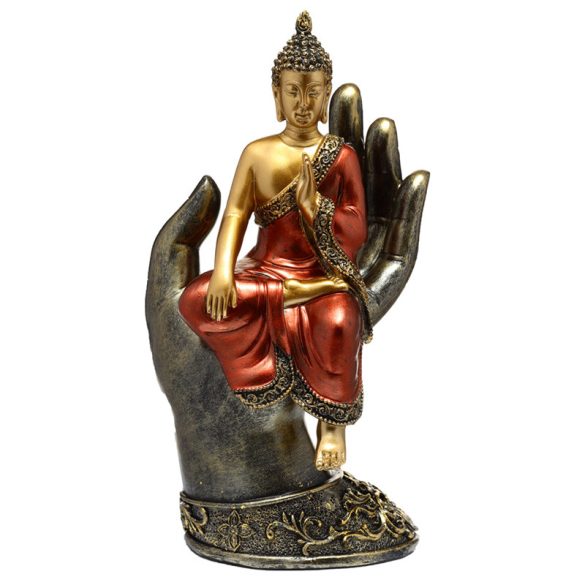 Thai Buddha - Arany és Vörös - Kézen Ülő