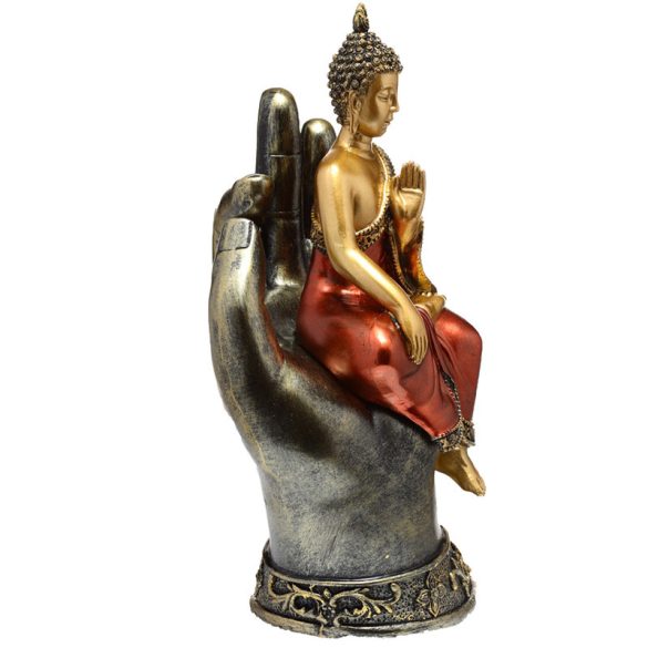 Thai Buddha - Arany és Vörös - Kézen Ülő