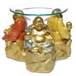   Olaj- és Viaszégető Aromalámpa, Rézina - Szerencsehozó Buddha - Arany Glitteres