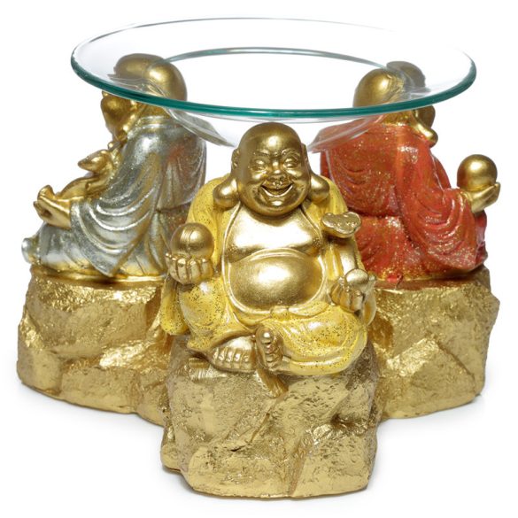 Olaj- és Viaszégető Aromalámpa, Rézina - Szerencsehozó Buddha - Arany Glitteres