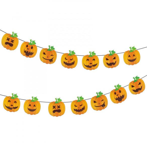 Halloween-i papír girland - tök - 3,5 m - 8 db tök