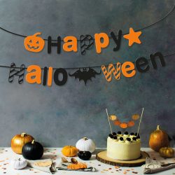   Halloween-i papír girland - "Happy Halloween" felirat - 3,5 m