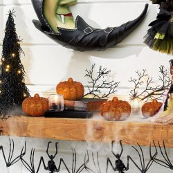   Halloween-i tök dekoráció - 5,2 cm - habszivacs - glitteres - 4 db / csomag