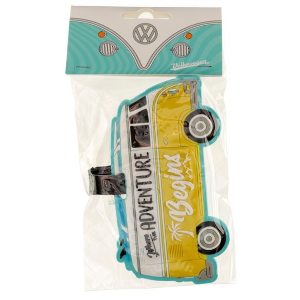 Bőröndcimke, PVC - Volkswagen TRansporter VW T1 - Surf - Kék/Sárga