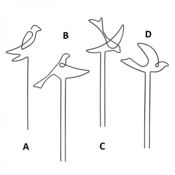 Fémből készült madár alakú növénytámasz, 4 féle PY142