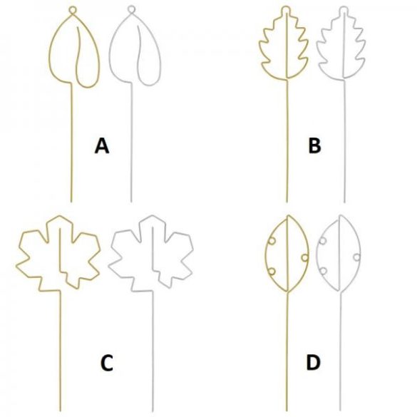 Fémből készült levél alakú növénytámasz, 8 féle PY143